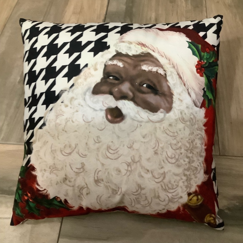 Christmas Jolly (African American) Santa Decorative Pillow